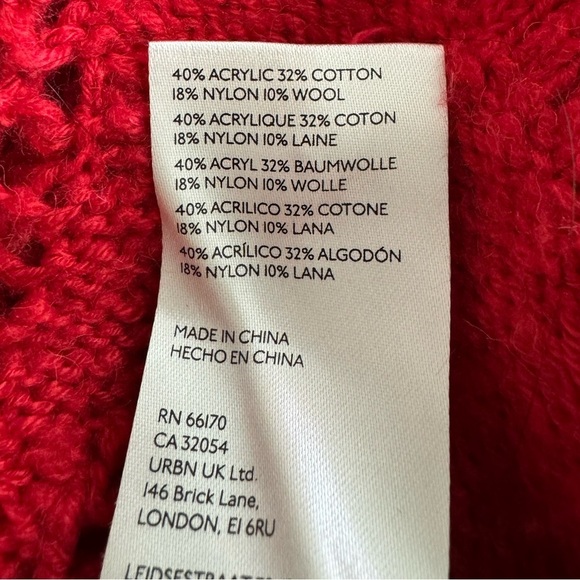 Anthropologie Red Pointelle Open Weave Knit Long Sleeve Sweater Size Medium - Picture 6 of 7